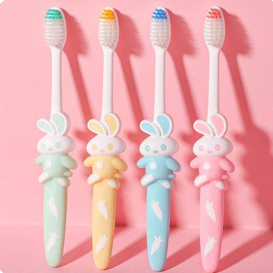 4pcs Kids Soft Bristle Cartoon Rabbit Handle Toothbrush, Baby Gum Protection - Multicolor - View 1