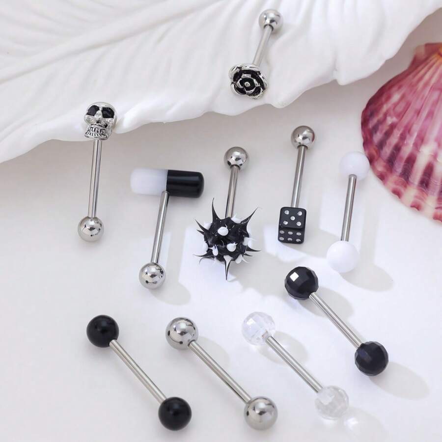 Tongue Rings In Multiple Styles & Designs, Body Piercing Jewelry Tongue Studs; Adorable Ladies Tongue Rings, Enjoy Your Tongue Piercing - 10 Tongue Piercings - View 1