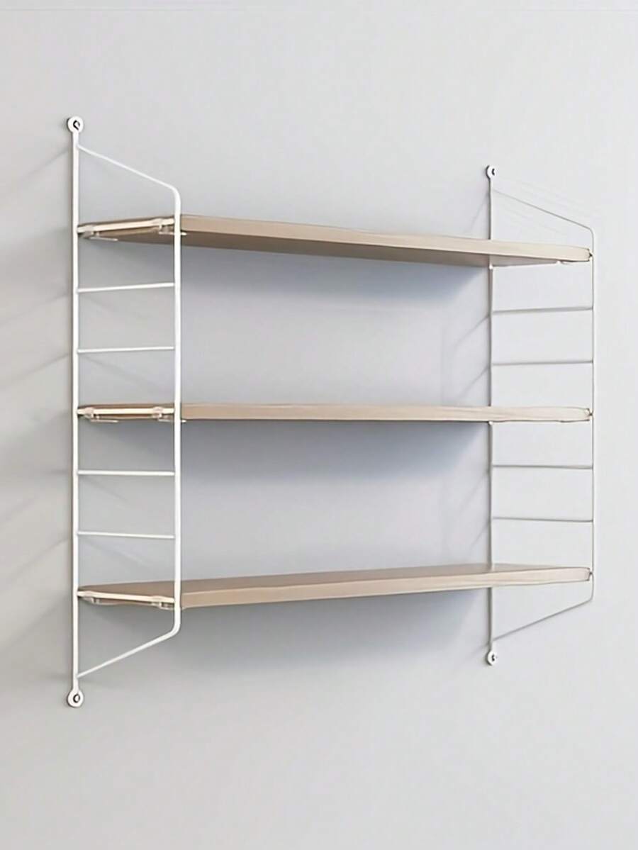 Mega-Size Wall Shelf, Large Wooden Frame Wall-Mounted Panel, 75 X 60 Cm, Japanese Modern Style, Waterproof! Does Not Damage Walls, Height Adjustable, Suitable For Living Room/Entrance/Office, Perfect As A Housewarming Gift - 卡其色 - 查看 1