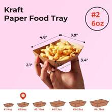 50Pcs/Pack Brown Kraft Paper Food Trays - Heavy-Duty Disposable Food Boats For Fries Nachos Hot Dog Taco BBQ Party Picnic Wedding - Multicolor - View 7
