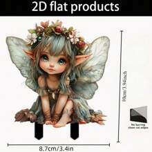 1 pieza/2 piezas, Estaca de jardín de hadas de mariposa de acrílico, perfecta para patios y jardines, decoración de bonsái, decoración navideña, regalo para amigos, 2D