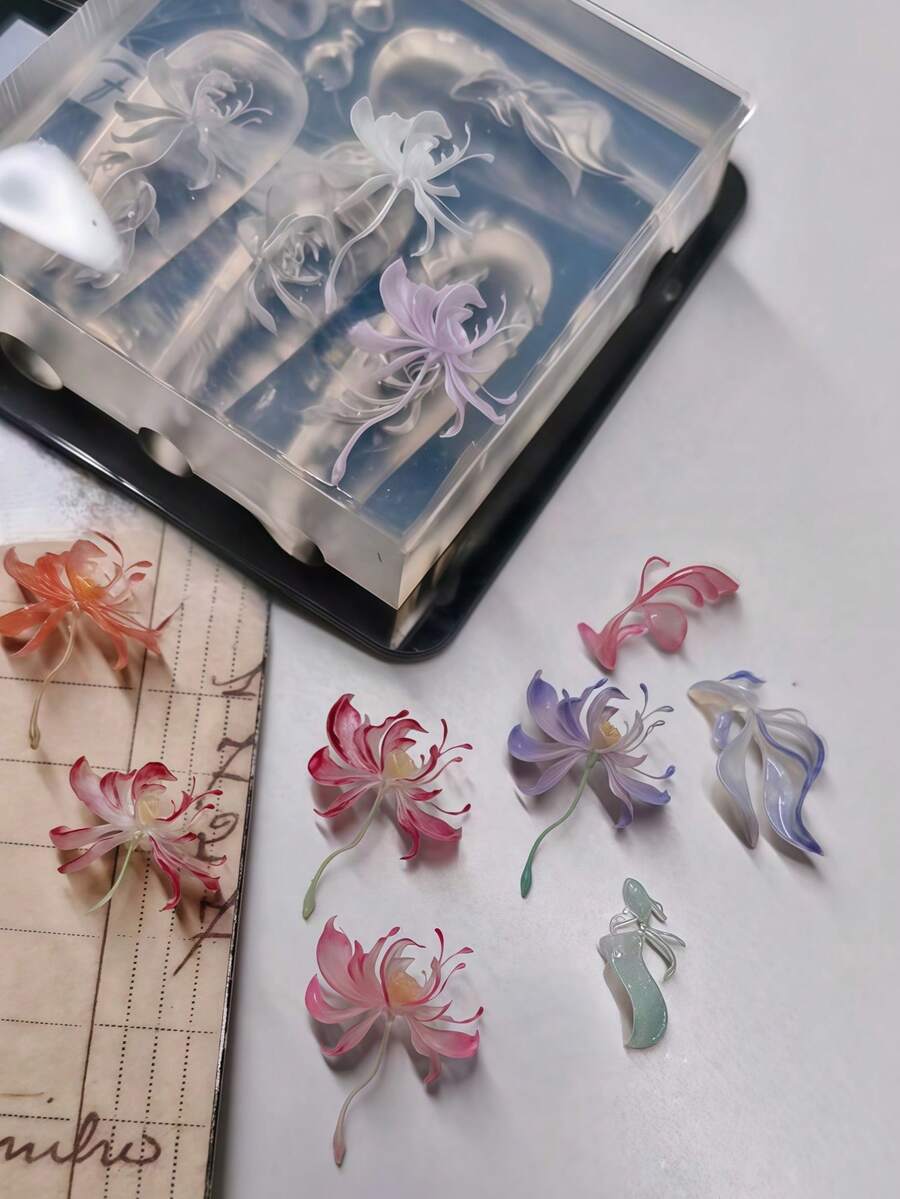 3D莲花锦鲤美甲装饰模具，美甲用品，美甲工具，美甲艺术工具，返校季，美甲，美甲贴片工具