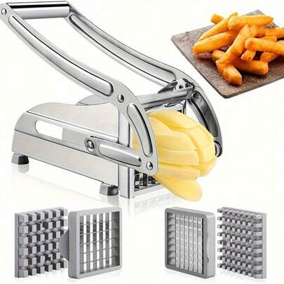 1 Piece Cutting Potato Machine Multifunction Stainless Steel Cut Manual Vegetable Cutter Tool Potato Cut Cucumber Fruits And Vegetables Shredder Stainless Steel Potato Chips Maker Meat Chopper French Fries Slicer Cutting Machine Potato Cutter Blade Stainless Steel