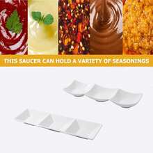 1 件长方形白色陶瓷餐盘，带 3 个隔间，可堆叠开胃菜餐盘小吃盘蘸酱盘，用于小吃、食物、甜点、香料、醋、坚果 - 彩色 - 查看 10