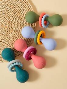 PopLittleOne 1pc Baby Silicone Rattle Toys Hand Grip Baby Teething Toys Infant Hand Shake Toys Girl Boy Toys Baby Shower Gift Soft Baby Toys - Multicolor - View 4