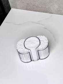 1pc Clear Swab Dispenser Holder, Bathroom Container 3 Section Swab And Makeup Pad Holder, Dressing Table Organizer For Swabs, Pads, Dental Floss,For Holiday Beach, Bathroom Collection, Bedroom Collection, Large Capacity