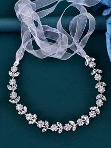 1 件手工轻质水晶婚纱腰带，适用于婚礼派对 SH309 - 銀色 - 查看 5