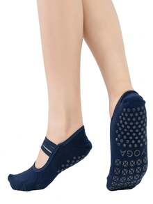 女士圆头三带浅口露背防滑健身、舞蹈、普拉提、瑜伽袜，款式 H10，秋季