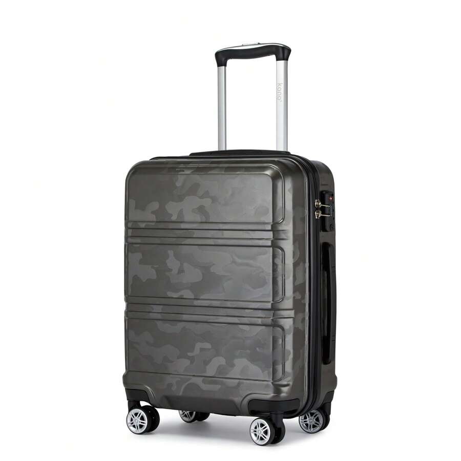 Hard Shell ABS Camouflage Luggage Set With Spinner Wheels, TSA Lock And Telescopic Handle – Lightweight Cabin, Carry On And Check-In Suitcases For Men, Women And Families, 3-Piece Set (20/24/28 Inch) - Camouflage Gray - View 1