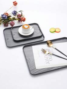 1pc/3pcs Plastic Self-Service/Fast Food Trays, Black - Light Grey - View 2