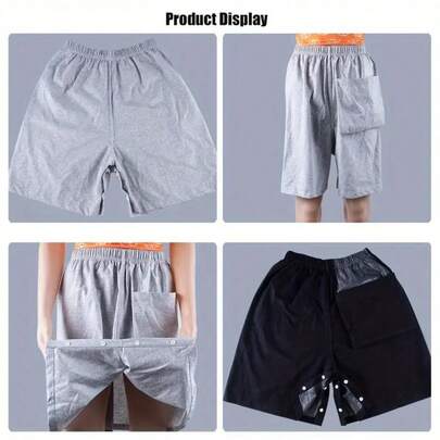 1 件可重复使用和可清洗的成人厕所尿布裤 - 透气舒适的男女通用裤，采用多功能深色纽扣设计，可调节松紧腰带，可折叠且易于存放，黑色，透气贴身设计，合身