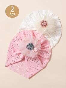 2 chiếc mũ hoa cho bé gái, mềm mại và thoáng khí, thoải mái, thuộc bộ sưu tập xuân hè, mũ mỏng, mũ cho bé gái, trang phục xuân hè cho bé gái - Nhiều màu - Xem 4