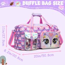 1pc Kids Animal Duffle Bag Girl Travel Bag Gifts Overnight Bag For Girl Tote Bag Sleepover Bag For Girls Gym Dance Bag With Shoes Compartment