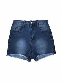 Shorts jeans femininos com bordado de laço, minimalistas e estilosos para o verão