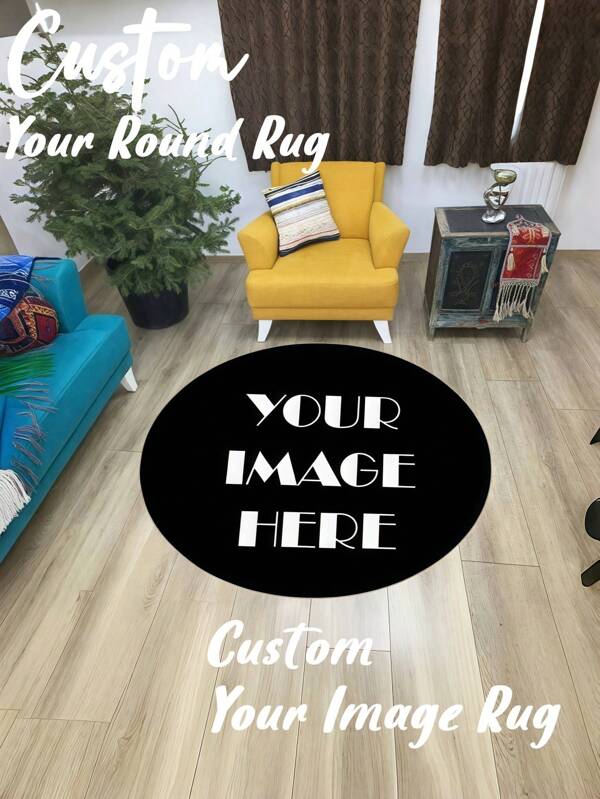 1pc Custom Round Rugs,Custom Your Image Area Rug, Personalized Rug Mat, Custom Home Decor, Personalized Floor Rug, Custom Gift Carpet, Customizable Rug For Living Room Or Bedroom,Custom Rug,Perfect For Living Rooms, Bedrooms, Or As A Heartfelt Gift,Makes A Wonderful Gift For Your Loved Ones,Durable Funny,Unique,Suitable As Christmas, Valentine's Day,Mother's Day, Anniversary,Father's Day, Wedding,Party,Pet Memorial,Christmas,New Year