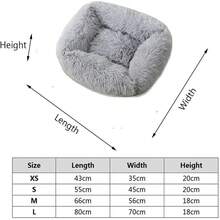 Luxury Dog Bed Square Dog Beds Long Plush Dog Mat Beds For Small Medium Large Dogs Supplies Pet Dog Calming Bed Washable Kennel - Màu Khaki - Xem 5