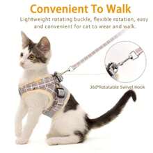 Cat Harness Vest And Small Dog Harness Vest, All-Weather Mesh Chest Harness, Cat Harness Vest With Reflective Strips, Step-In Adjustable Chest Harness, Suitable For Small Cats (Multiple Color Patterns) - Khaki - View 4