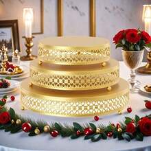 1pc Gold Dessert Table Cake Rack Decoration, European Wedding Iron Cake Tray, Afternoon Tea Rack, Fruit Plate Cake Tray, Suitable For Wedding Birthday Party - Multicolor - View 3