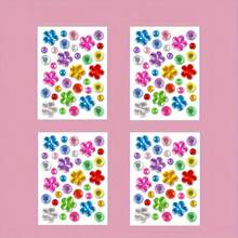 4 miếng dán hình đá quý acrylic tự làm cho thú cưng - Hình trái tim, hoa và ngôi sao nhiều màu sắc, thích hợp làm phụ kiện chăm sóc và làm đẹp cho chó. - Nhiều màu - Xem 4