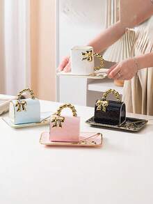 1 pezzo Tazza a forma di borsa in ceramica creativa, tazza per acqua, colazione, caffè per uso domestico