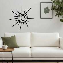 Hello Young Bohemian Sun Burst Metal Wall Art,1pc Transverse Orientation Sunburst Wall Hanging Decor,Outdoor Indoor Beach Sign Poolside Artwork,Power-Free Metal Wall Pediments,Featherless,Home Decor ,Room Decor,Wall Decor Bedroom Decor