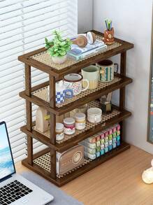 Porte-documents organisateur de bureau en bambou et bois, étagère de rangement multicouche pour bureau de bureau, bibliothèque de maison