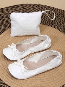 Spring/Summer/Fall New Style Classic Dancing Shoes For Women,Soft, Comfortable And Light,Ballet Shoes For Girls,Complimentary Matching Storage Bag - White - View 5