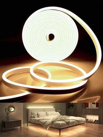 1条装，可选1米/3.28英尺、2米/6.56英尺、3米/9.84英尺、4米/13.12英尺、5米/16.4英尺LED可调光霓虹灯，暖白/冷白双色，触摸控制，可调光，USB供电带开关，适用于室内、橱柜、衣柜、背光、梳妆台、壁橱、电视背景墙、沙发装饰，圣诞装饰，家居圣诞礼物，圣诞装饰品