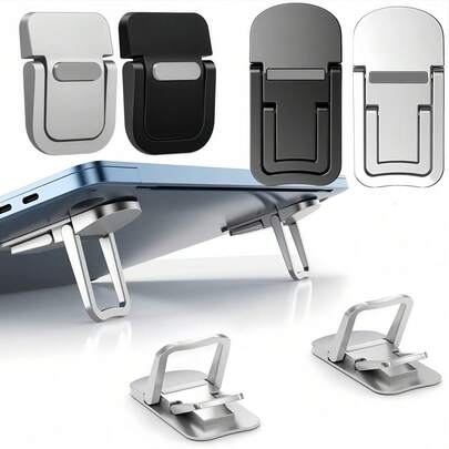 Suporte ajustável para laptop de 2 peças | Material ABS, suporte multifuncional para telefone, suporte invisível autoadesivo portátil sem instalação, design de ajuste de ângulo duplo, bandeja de teclado de mesa de escritório portátil, compatível com MacBook Pro/Air, Surface, etc. | Opções de cores preto/prata, design ergonômico para escritório e jogos