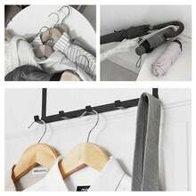 1 件节省空间的门上挂衣架，黑色/白色饰面，时尚的门上衣物整理器，带有 5 个挂钩，可用于悬挂衣服、毛巾和手提包，无需组装的门衣架，金属结构可用于额外存储，实用且功能齐全的门上挂钩系统，易于快速安装和拆卸，非常适合卧室、浴室或入口。 - 彩色 - 查看 3