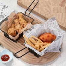 200/500pcs Food Paper, Waxed Paper, Food Packaging Paper, Suitable For Sandwiches, Burgers, Barbecue, Fried Chicken, Etc., Printed Greaseproof Paper, Kitchen Supplies, Disposable Food Basket Liners