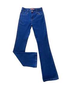 Calça Flare Jeans para Meninas Feminina Infantil Juvenil Cintura Alta Confortável Básica 04 ao 16