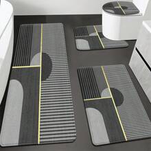 4pcs Multicolor Modern Art Series Rich Color Pattern Comfortable Bath Mat For Toilet, Bathroom, Bedroom