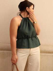 Top Regata Feminino Casual de Primavera/Verão com Amarração, Franzido, Confortável, para Casa e Lazer