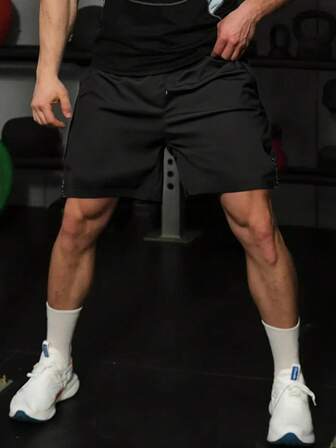 Men's Summer Sports Shorts With Zipper Pockets And Drawstring Waist, Suitable For Tennis And Gym, Athletic Shorts