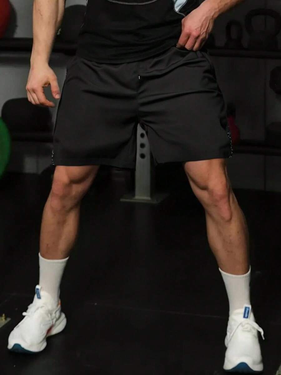 男士夏季运动短裤，带拉链口袋和抽绳腰带，适合网球和健身房，运动短裤