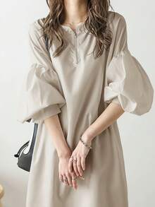Women Long Dresses - Khaki - View 2