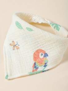 3 件装婴儿/幼儿柔软舒适星星、月亮、鹦鹉、太阳印花棉布围兜 - 彩色 - 查看 3