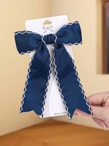 1 pieza Lazo de pelo azul marino para niñas, hebilla de cocodrilo con lazo de cinta de grosgrán de unicolor, elegante accesorio de pelo para bodas, fiestas, vacaciones, para bebés, niños pequeños y niños, accesorios para el cabello