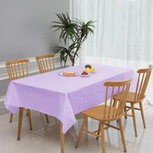 1 pieza/2 piezas Mantel desechable de color morado claro rectangular de unicolor, hecho de poliéster, apto para bodas, cumpleaños, baby showers, reuniones diarias, decoraciones de fiesta, fácil de limpiar - Púrpura malva - Ver 5