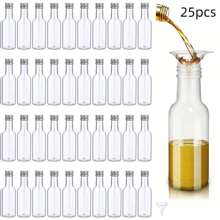 Paquete de 25, Mini botellas de licor, 0.83oz 1.7oz 3.3oz Botellas pequeñas vacías de plástico con tapas de rosca, botellas para shots, envases para bebidas, botellas de vino reutilizables, botellas de espíritu vacías, botellas de jugo, botellas de alcohol, botellas de salsa para bodas, fiestas, suministros para fiestas de Navidad, accesorios portátiles de almacenamiento