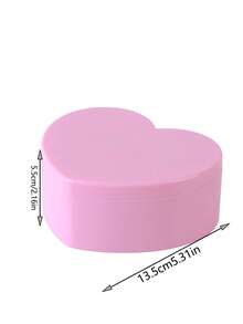 1pc Pink Heart Shaped Jewelry Storage Box, Trinket Desktop Organizer Box, Star & Heart Dual Layer Storage Box Organizer Storage Box Travel Gifts - Multicolor - View 6
