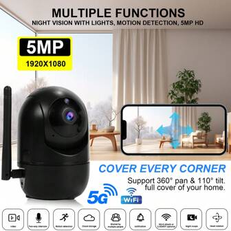 1 pezzo 8MP/5MP/3MP/2MP 1080P HD telecamera di sicurezza WiFi, dual-band 2.4G+5G/2.4G WiFi selezionabile, telecamera di sorveglianza per interni/esterni, telecamera IP PTZ