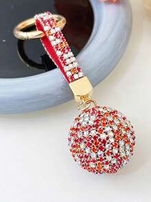 1pc Fashionable Full Rhinestone Ball Keychain, Crystal Keychain Bag Charm Car Key Chain - Multicolor - View 17
