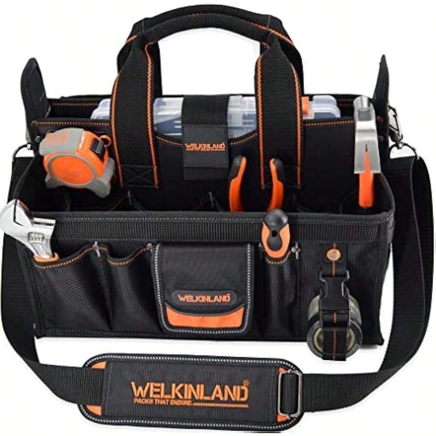 WELKINLAND 19-Compartment Tool Organizer With Socket Holder For Electricians And HVAC Technicians - Orange1 - View 1