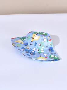1pc Kids Cartoon Car Print Versatile Outdoor Sunshade Fishing Hat, Spring/Summer - Car - View 6