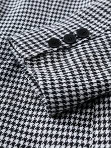 男士千鸟格翻领长袖西装外套，适合商务休闲场合 - 彩色 - 查看 4