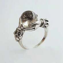 A New Retro Inlaid Imitation Crystal Ball Wrapped Bead Creative Ring, Exquisite And Fashionable Women's Decorative Ring, Suitable For Daily Wear - CR6380 White Beads - View 2