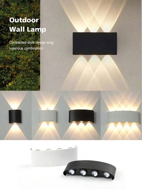 1 pieza Lámpara de pared elíptica de doble cara con 6 luces LED de bajo voltaje de 85V-265V, de color blanco cálido, lámpara lavadora de pared para exteriores, luz decorativa para pasillos y paredes de fondo, adecuada para decorar jardines, cercas y senderos