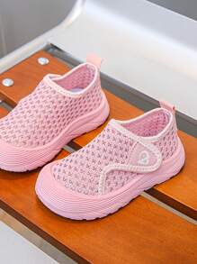 1 Pair Round Toe Kids Sports Casual Shoes With Hook And Loop, Lightweight & Fashionable, Suitable For Outdoor All Season Wear